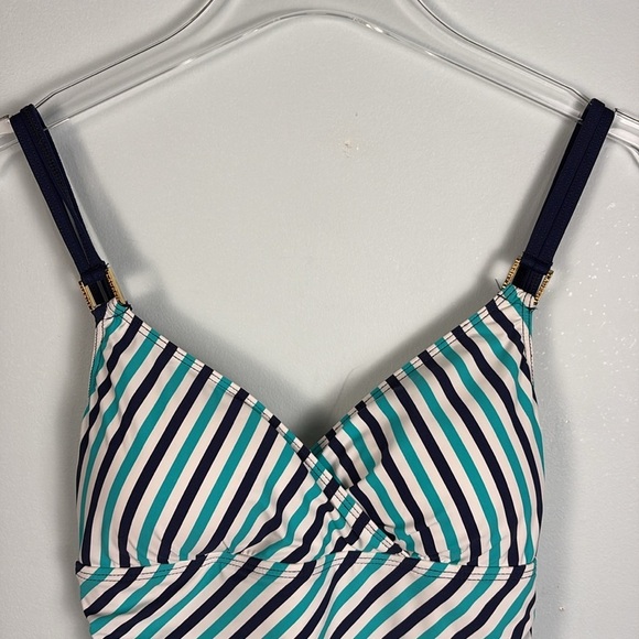 Striped Navy and White One Piece Swimsuit - Picture 3 of 5